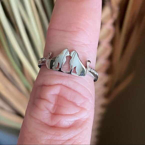 Kissing Cats Stainless Steel CZ Ring Sizes 6,7 - Picture 6 of 8